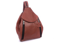 Women's leather urban folding backpack brown SERGEJ