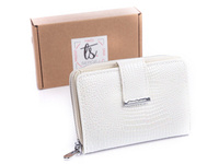 Jennifer Jones white pearl lacquered women's wallet with RFID protection