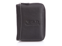 WILD Kleines schwarzes Herrenportemonnaie mit Reißverschluss