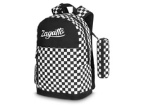 ZAGATTO schwarz-weiß karierter Schulrucksack