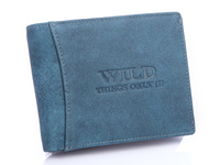 Klassische Herren Leder Geldbörse blau WILD