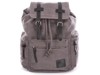 J Jones Großer Rucksack aus Canvas mit Naturleder grau