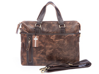 Herren A4 Vintage braun Leder Tasche Wild Tiger