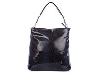 Glänzende Damenhandtasche mit Schlangenhautmuster navy blau Jennifer Jones