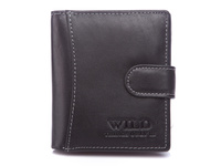 Herrenbrieftasche mit Lederverschluss WILD schwarz vertikal