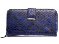 Große Damenbrieftasche mit Schlangenhautmuster navy blue Jennifer Jones