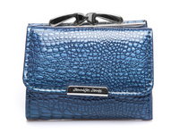 Jennifer Jones Kleine blau lackierte Damenbrieftasche