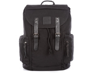 J Jones Geräumige schwarze retro-stil Rucksack mit Echt Leder