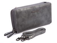Damenbrieftasche mit Schulterriemen groß grau Jennifer Jones