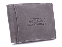 Klassische Herren Leder Geldbörse grau WILD