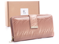 Große Beige Lackleder-Damenbrieftasche von Jennifer Jones 5280