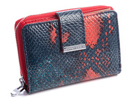 Jennifer Jones Damen Geldbörse Lack Echtes Leder Marineblau-Rot 5198