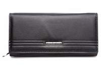 Large horizontal women's soft natural leather wallet black Jennifer Jones