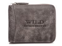 WILD Large grey men's zippered wallet