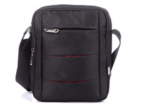 Black men's shoulder pouch with red stripes OR&MI