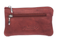 Natural leather key case dark brown