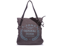 J Jones Large women's vintage grey canvas shopper bag