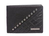 Men's leather wallet with metal studs black bifold J Jones