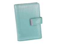 Damskie lakierowane etui na karty i dokumenty turkusowe croco Jennifer Jones