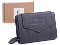 Women's medium navy blue soft leather wallet Money Maker