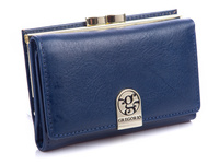 Gregorio navy blue smooth women's wallet with earworm