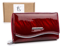 Jennifer Jones feathered red lacquered women's wallet