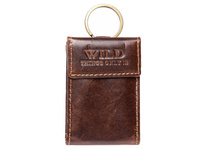 Leather key ring with bill slot brown Wild