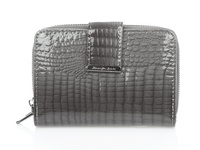 Elegant grey leather wallet Jennifer Jones lacquered leather wallet