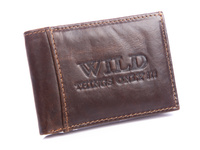 Tiny men's dark brown leather wallet RFID WILD