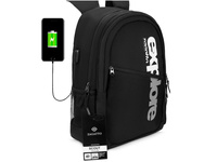 Men's black nylon lightweight backpack with USB port ZAGATTO Scout