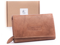 Large beige Money Maker women's wallet in soft natural leather