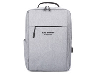 Elegant grey 15.6" laptop backpack with USB port for study / work