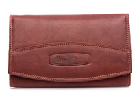 Money Maker Women's leather wallet dark brown large
