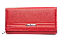 Large horizontal women's soft natural leather wallet red Jennifer Jones
