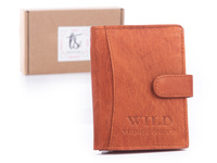 Men's classic leather wallet with clasp light brown WILD