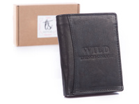 Black vertical men's wallet sorzany trifold WILDk