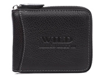 WILD Black leather men's zippered wallet
