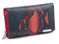Women's patent leather wallet navy blue and red