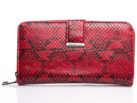 Large women's wallet with snake skin pattern red Jennifer Jones