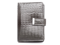 Women's card and document case lacquered grey