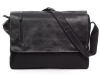 Large men's shoulder bag with leather flap SERGEJ black
