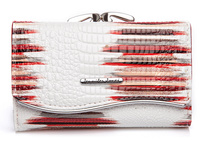 Jennifer Jones Women's lacquered wallet with tinsel white and red