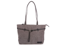 Women's fabric gray shopper bag with long handle Jennifer Jones
