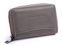 RFID gray leather zippered card case