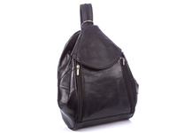Women's soft natural leather backpack black SERGEJ