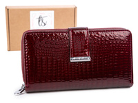 Jennifer Jones dark red burgundy lacquered women's wallet