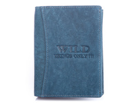 Men's vertical leather wallet large blue WILD
