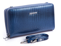 Women's wallet with shoulder strap blue lacquer Jennifer Jones