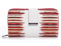 Jennifer Jones Large women's lacquered wallet white and red