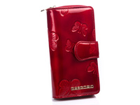 GREGORIO Large women's wallet with butterflies red